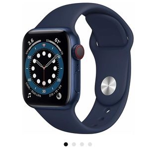 Navy Apple Watch Series 6 with pink sparkly band